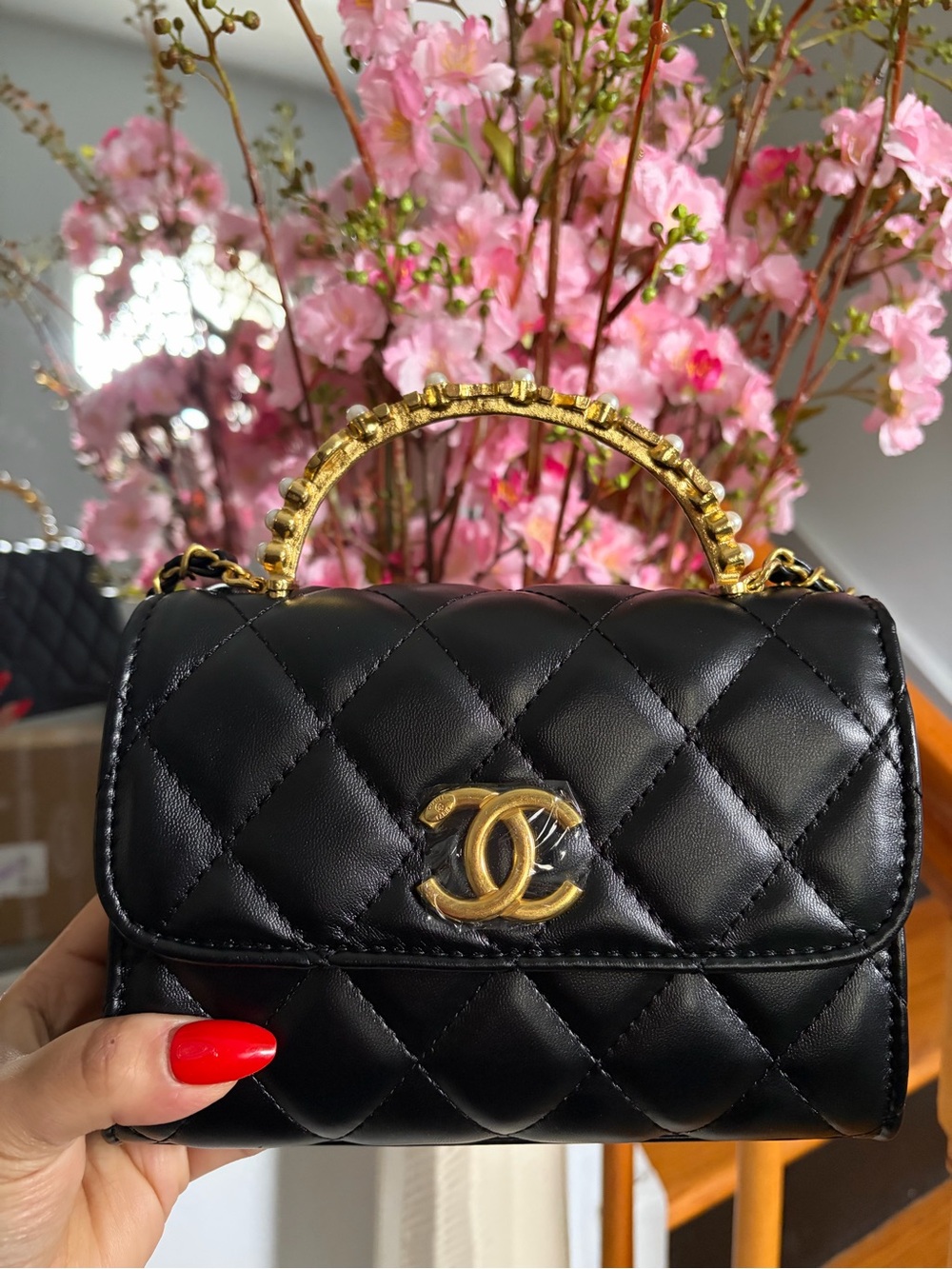 RARE DESIGNER VIP BLACK QUILTED MINI TOP HANDLE / CROSSBODY BAG